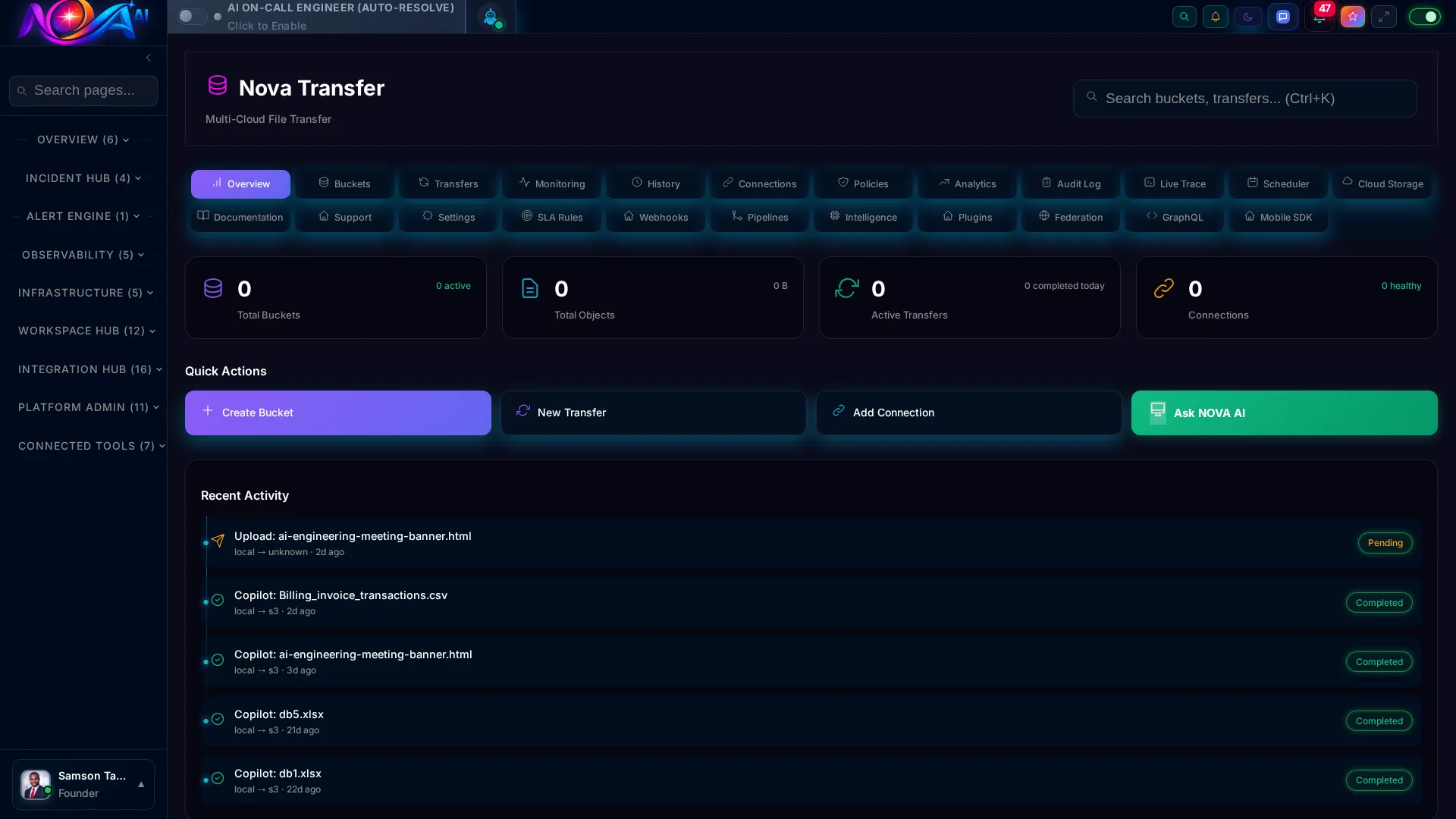 Transfer progress tracking